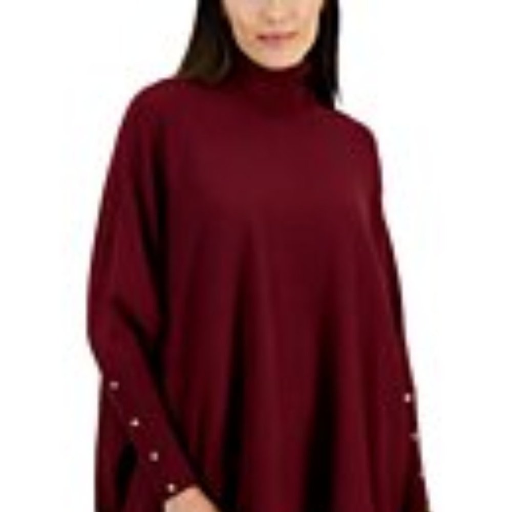 JM Collection Turtleneck Poncho Style Sweater